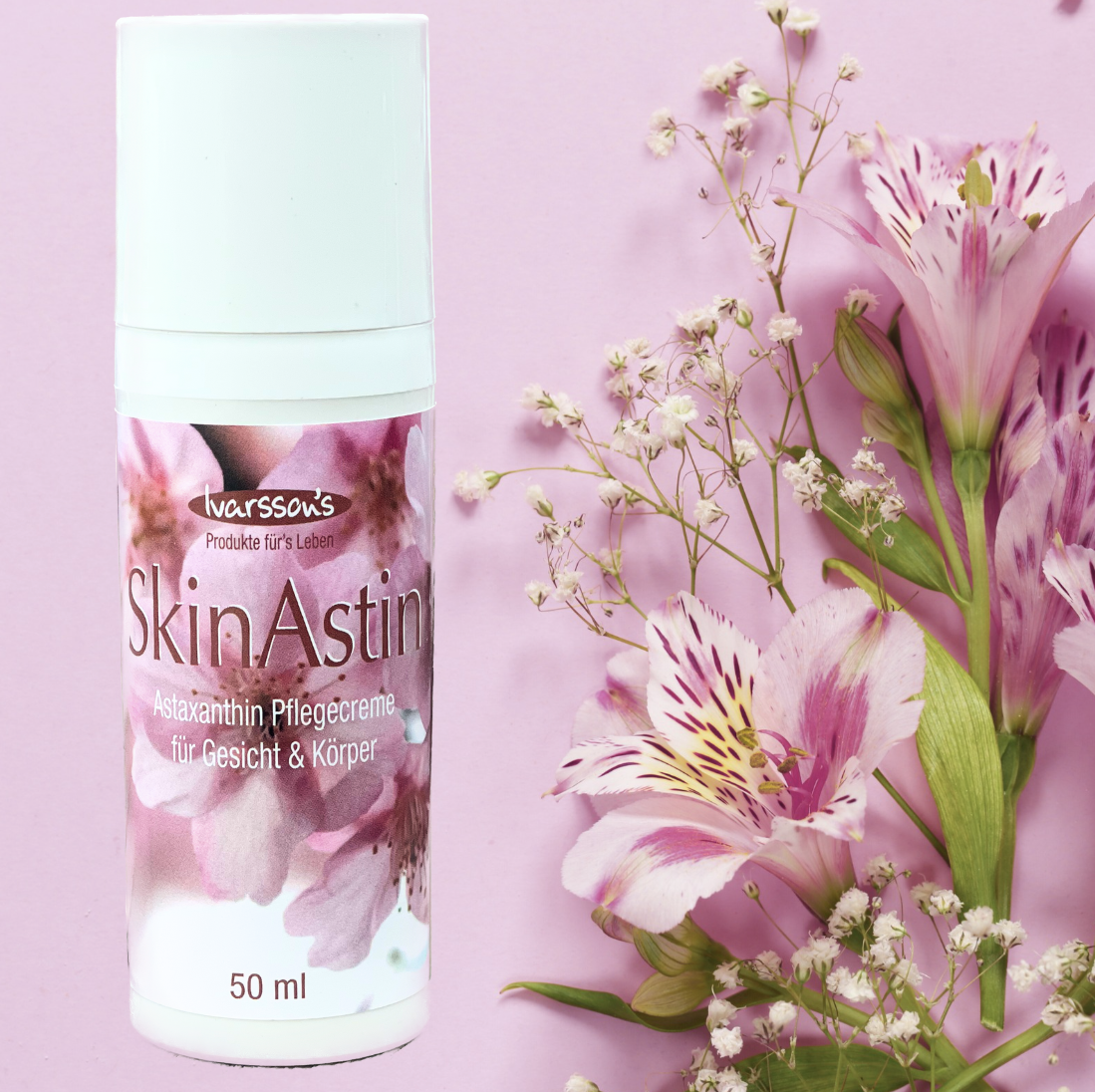SkinAstin Astaxanthin Creme und Lotion in Produktverpackung